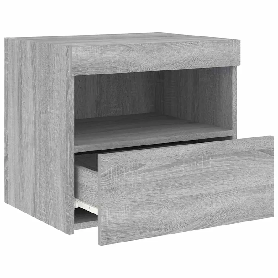 Table de chevet avec lumières LED sonoma gris 50x40x45 cm - 7