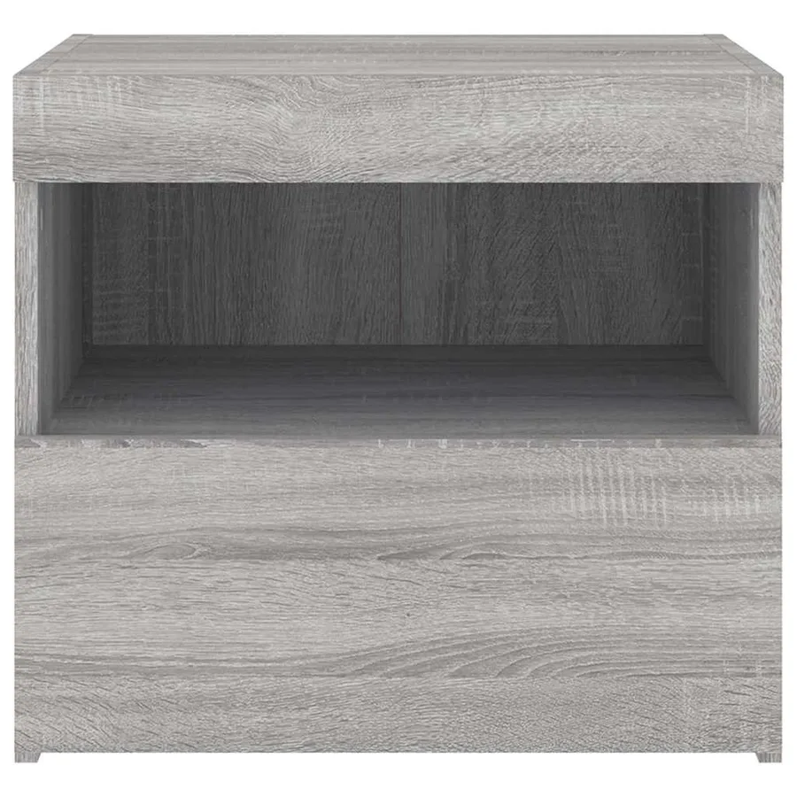 Table de chevet avec lumières LED sonoma gris 50x40x45 cm - 8