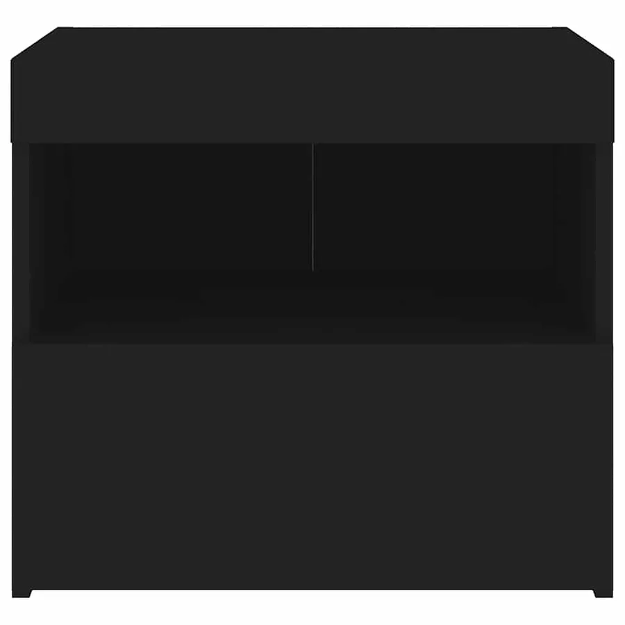 Table de chevet avec lumières LED noir 50x40x45 cm - 7