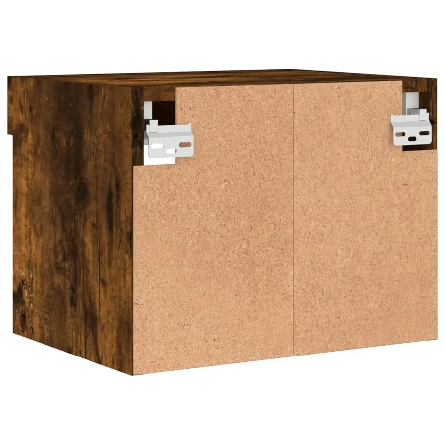 Tables de chevet murales avec lumières LED 2 pcs chêne fumé - 11