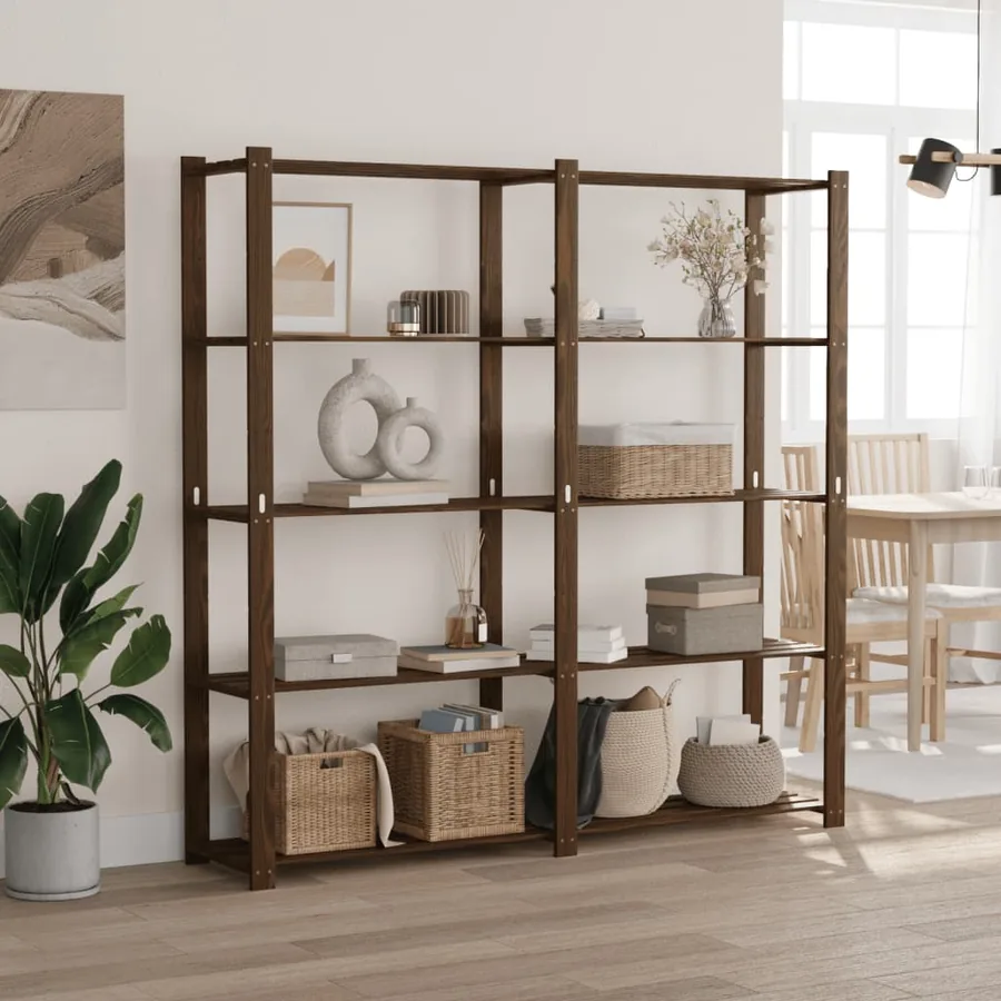 Support de rangement à 5 niveaux marron 170x38x170 cm bois pin