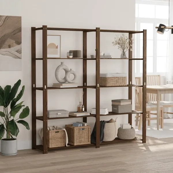Support de rangement à 5 niveaux marron 170x38x170 cm bois pin