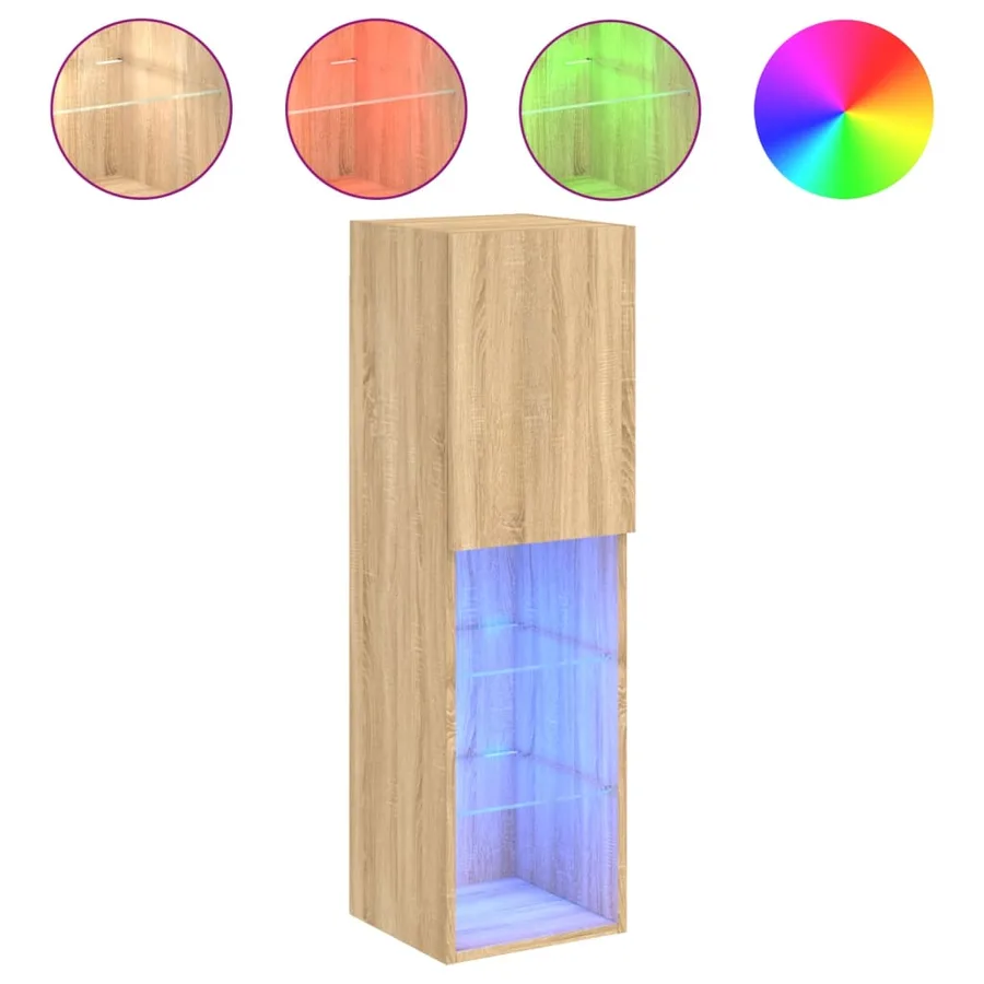 Meuble TV avec lumières LED chêne sonoma 30,5x30x102 cm - 2