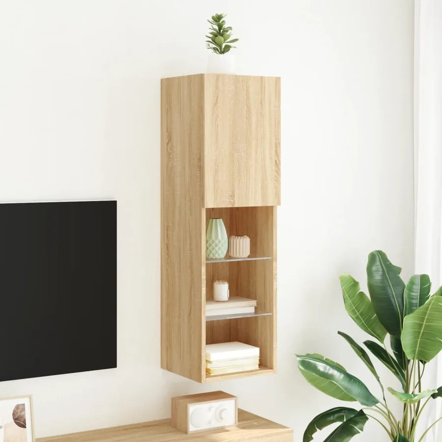 Meuble TV avec lumières LED chêne sonoma 30,5x30x102 cm - 4