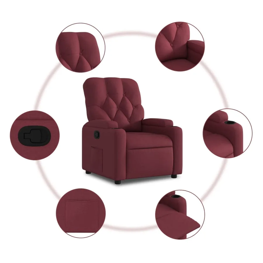Fauteuil inclinable Rouge bordeaux Tissu - 5