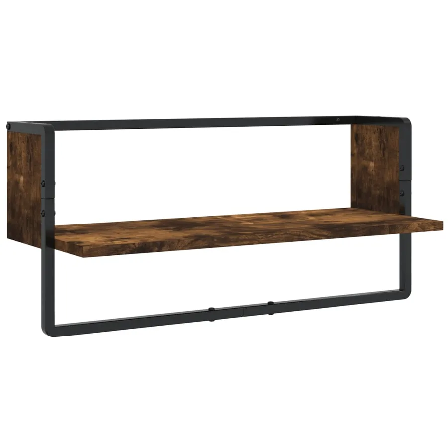 Ensemble d'étagères murales avec barres 4 pcs chêne fumé - 10