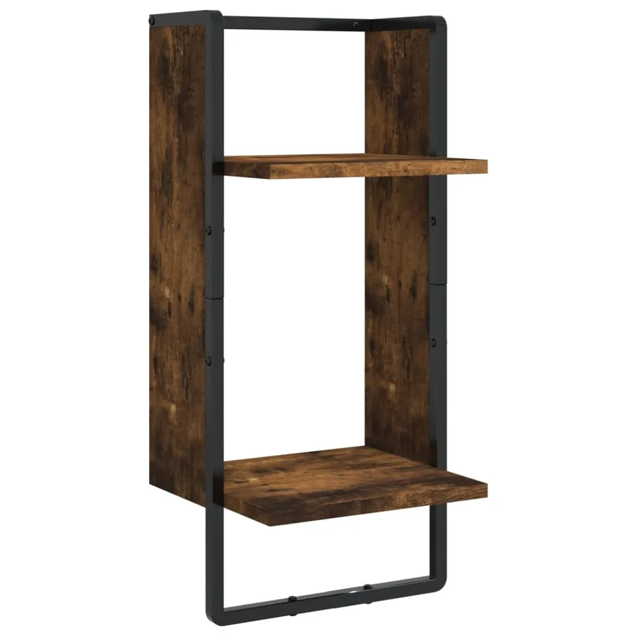 Ensemble d'étagères murales avec barres 4 pcs chêne fumé - 8