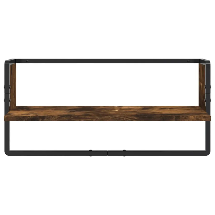 Ensemble d'étagères murales avec barres 4 pcs chêne fumé - 9