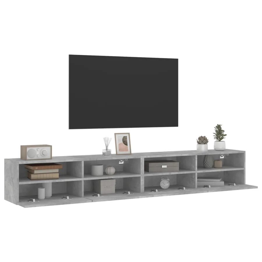 Meubles TV muraux 2pcs gris béton 100x30x30cm bois d'ingénierie - 5