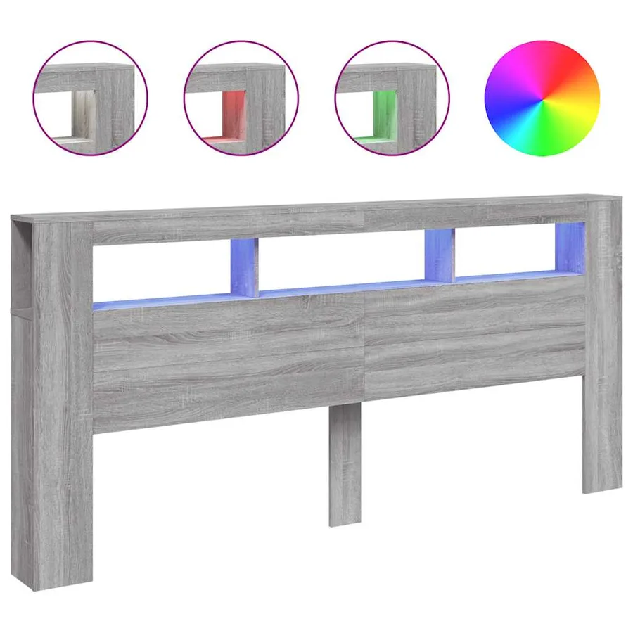 Tête de lit à LED sonoma gris 220x18,5x103,5 cm bois ingénierie - 2