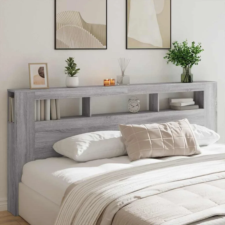 Tête de lit à LED sonoma gris 220x18,5x103,5 cm bois ingénierie - 3