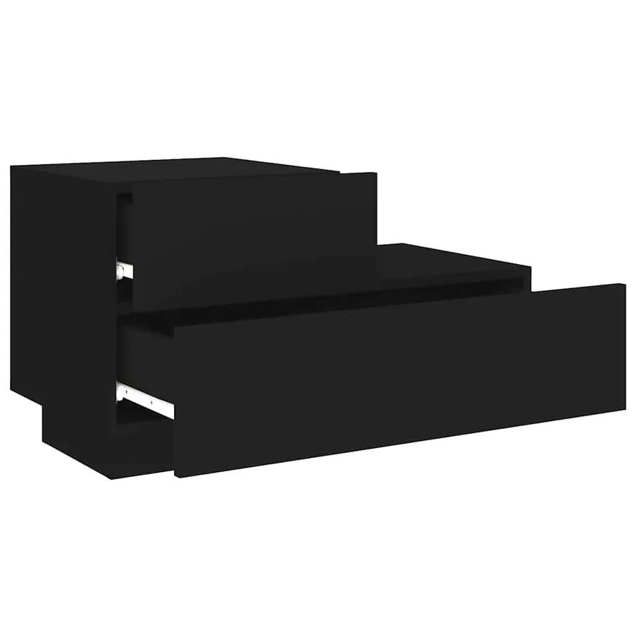 Table de chevet avec lumières LED noir 70x36x40,5 cm - 6
