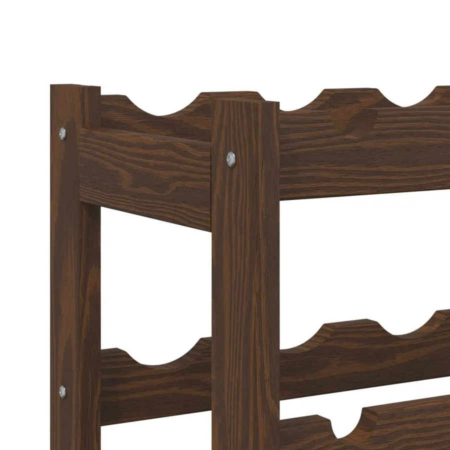 Casier à bouteilles pour 12 bouteilles marron bois pin solide - 6