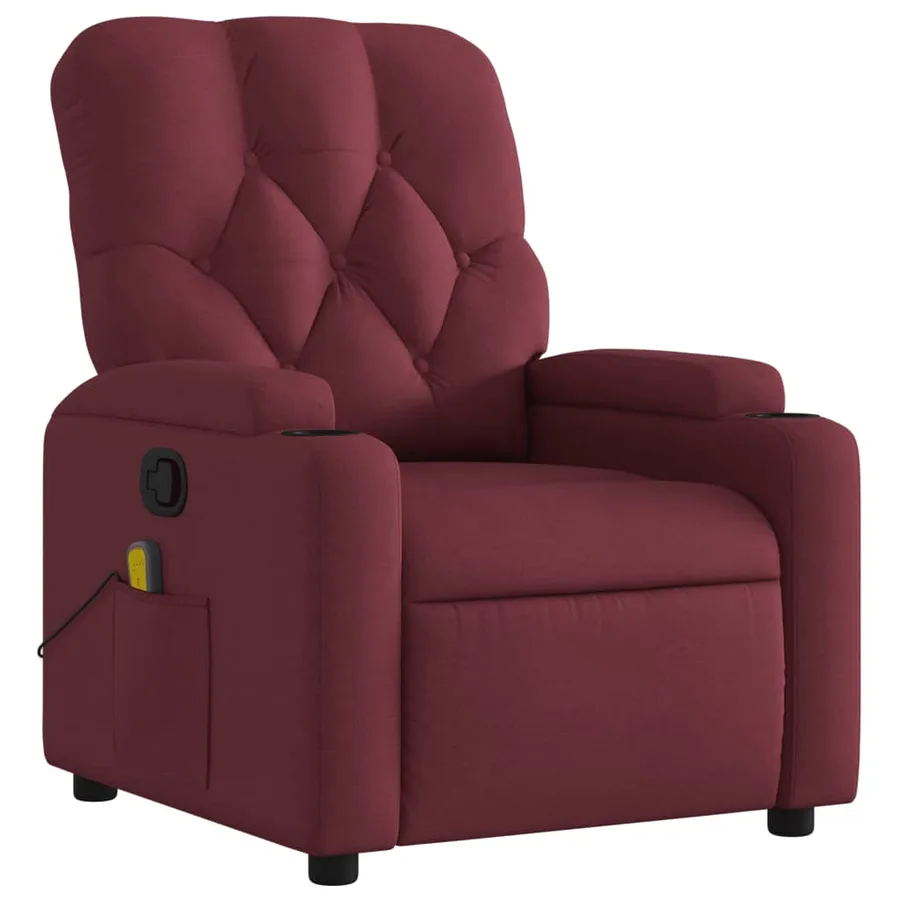 Fauteuil de massage inclinable Rouge bordeaux Tissu - 3