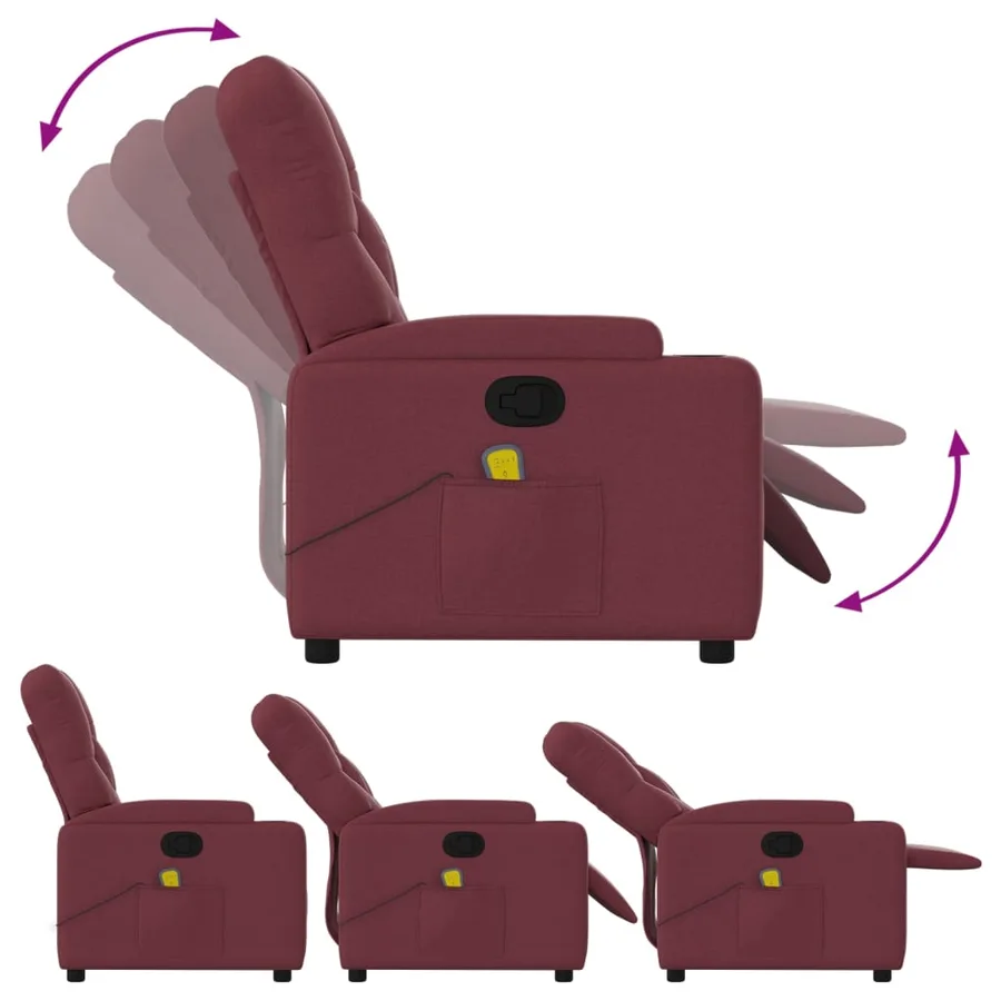 Fauteuil de massage inclinable Rouge bordeaux Tissu - 5