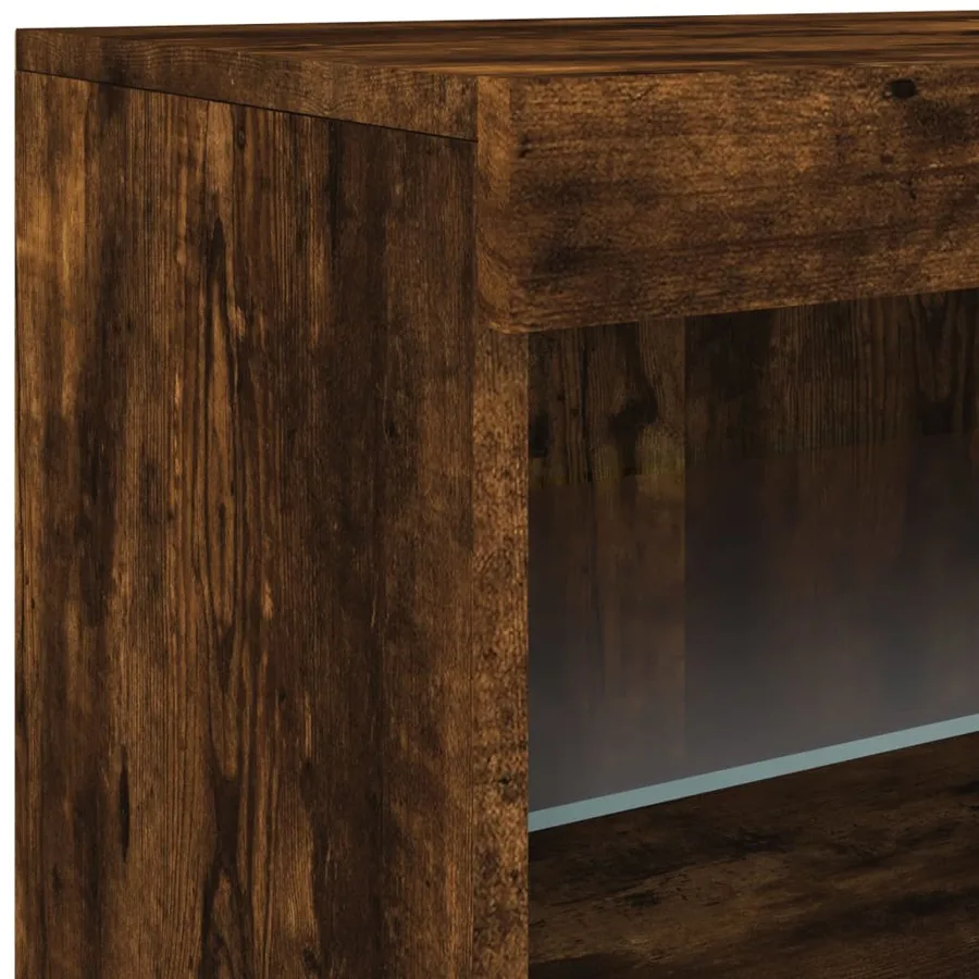 Buffet avec lumières LED chêne fumé 123x37x67 cm - 12