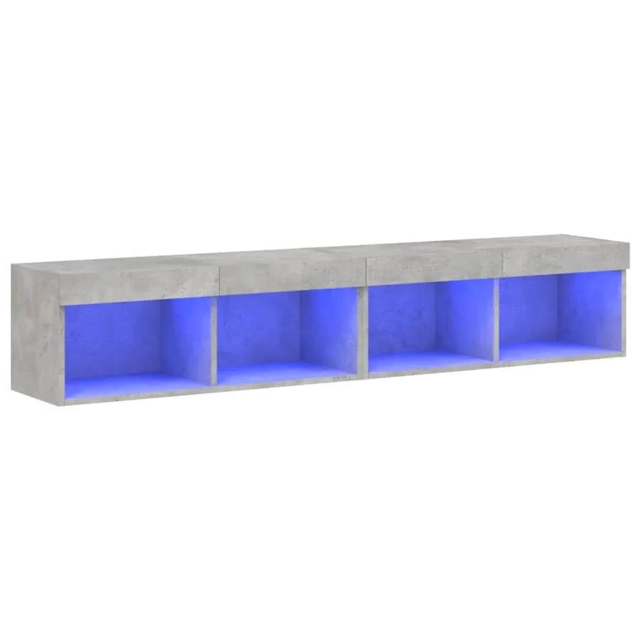 Meubles TV avec lumières LED 2 pcs gris béton 80x30x30 cm - 2