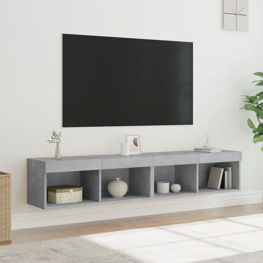 Meubles TV avec lumières LED 2 pcs gris béton 80x30x30 cm - 5