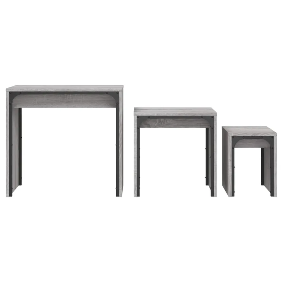 Tables basses gigognes 3 pcs sonoma gris bois d'ingénierie - 5