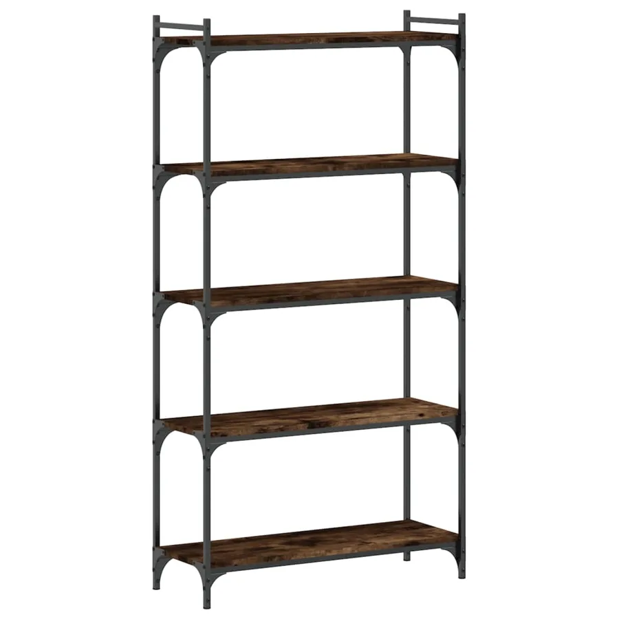 Bibliothèque 5 niveaux chêne fumé 80x30x154cm bois d'ingénierie - 2
