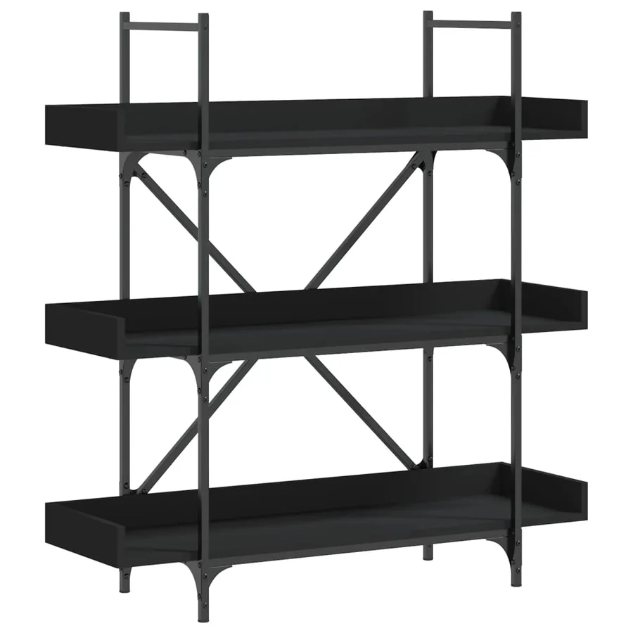 Bibliothèque à 3 niveaux noir 100x33x108,5 cm bois d'ingénierie - 2