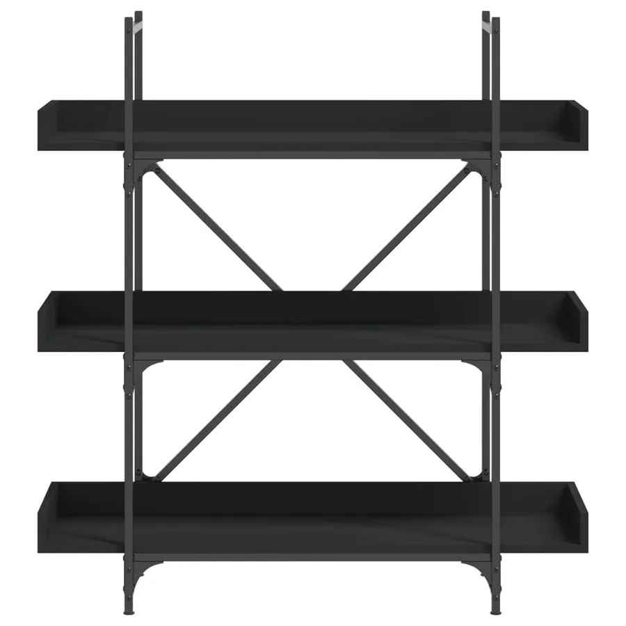 Bibliothèque à 3 niveaux noir 100x33x108,5 cm bois d'ingénierie - 4