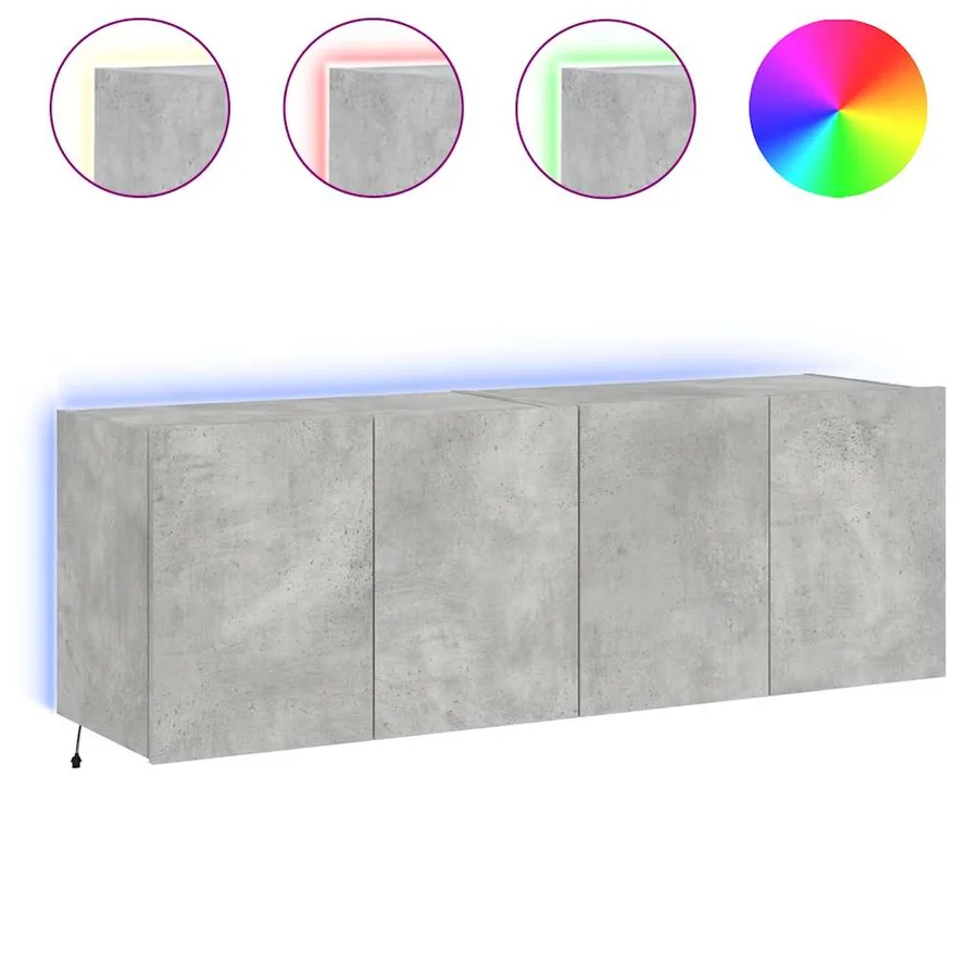 Meubles TV muraux et lumières LED 2pcs gris béton 60x35x41 cm - 2