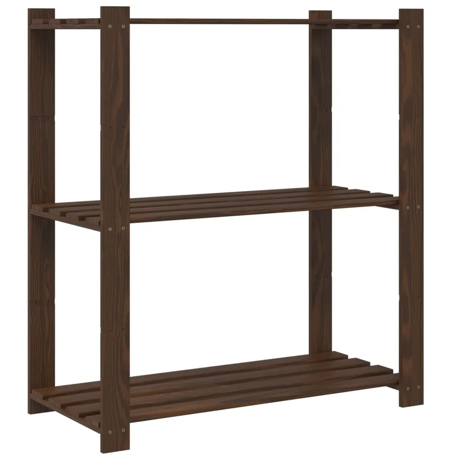 Support de rangement à 3 niveaux marron 80x38x90 cm bois de pin - 5