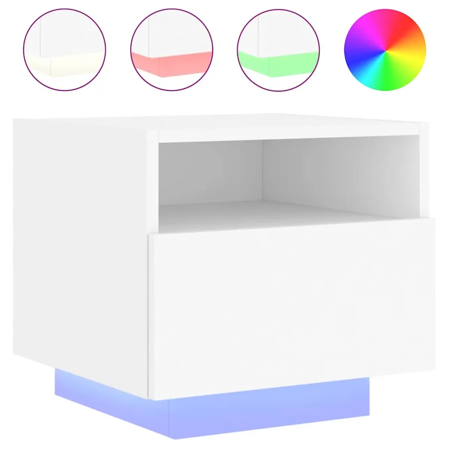 Armoires de chevet avec lumières LED 2 pcs blanc 40x39x37 cm - 5