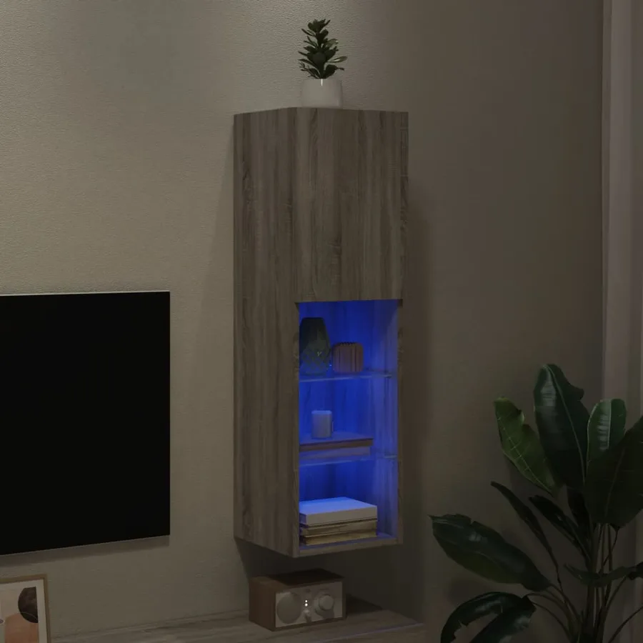 Meuble TV avec lumières LED sonoma gris 30,5x30x102 cm - 5