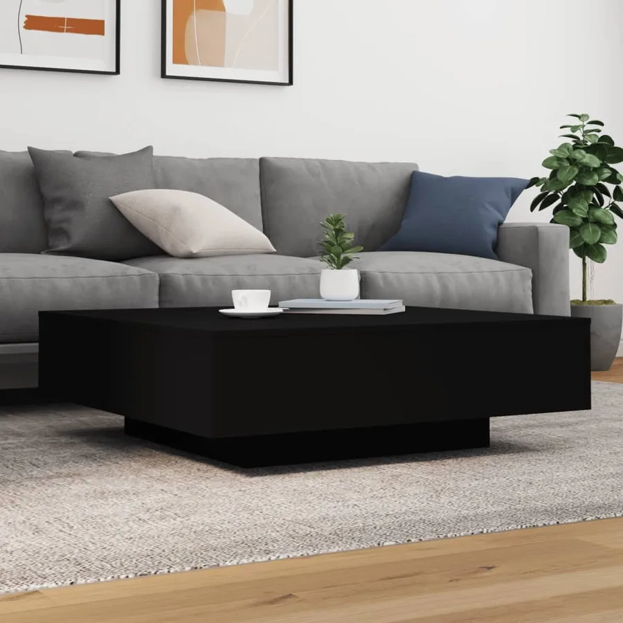 Table basse avec lumières LED noir 100x100x31 cm - 4