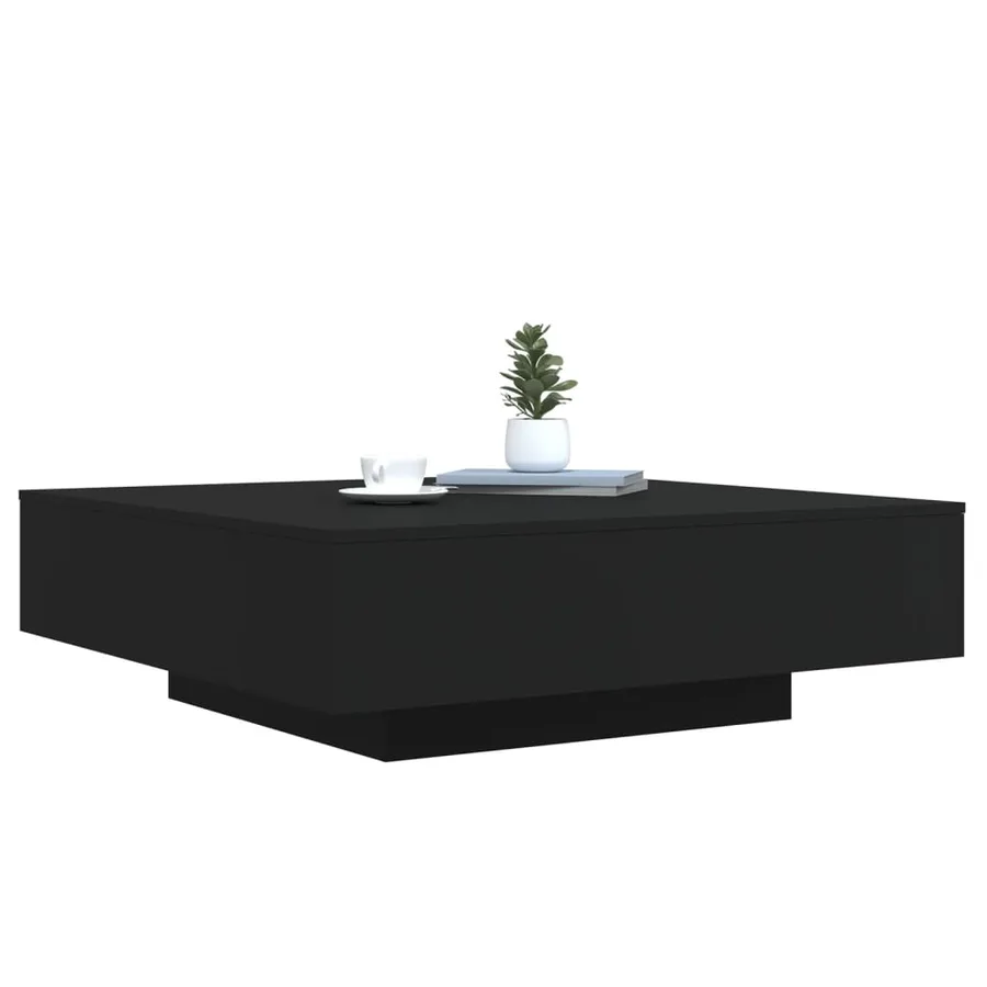 Table basse avec lumières LED noir 100x100x31 cm - 5