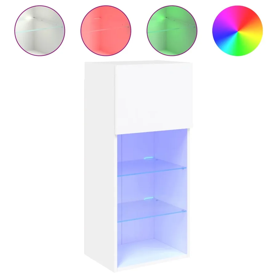 Meubles TV avec lumières LED 2 pcs blanc 40,5x30x90 cm - 6