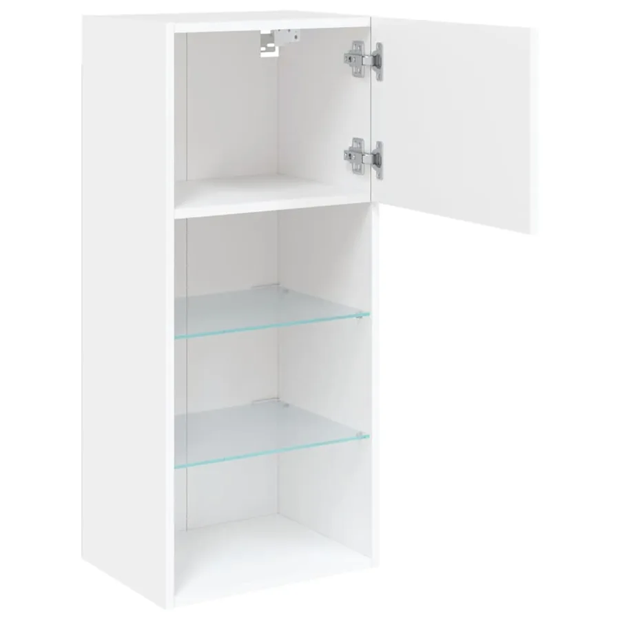 Meubles TV avec lumières LED 2 pcs blanc 40,5x30x90 cm - 8