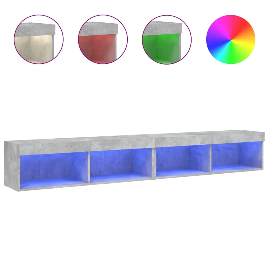 Meubles TV avec lumières LED 2 pcs gris béton 100x30x30 cm - 2