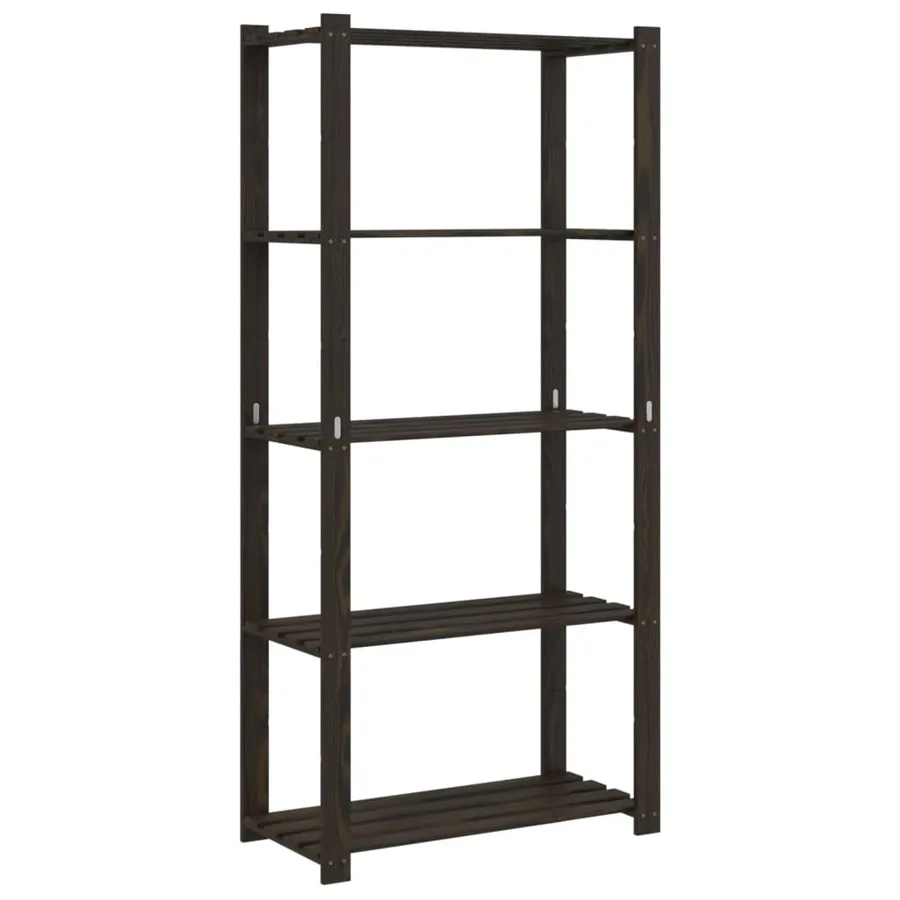 Support de rangement à 5 niveaux noir 80x38x170 cm bois pin - 2