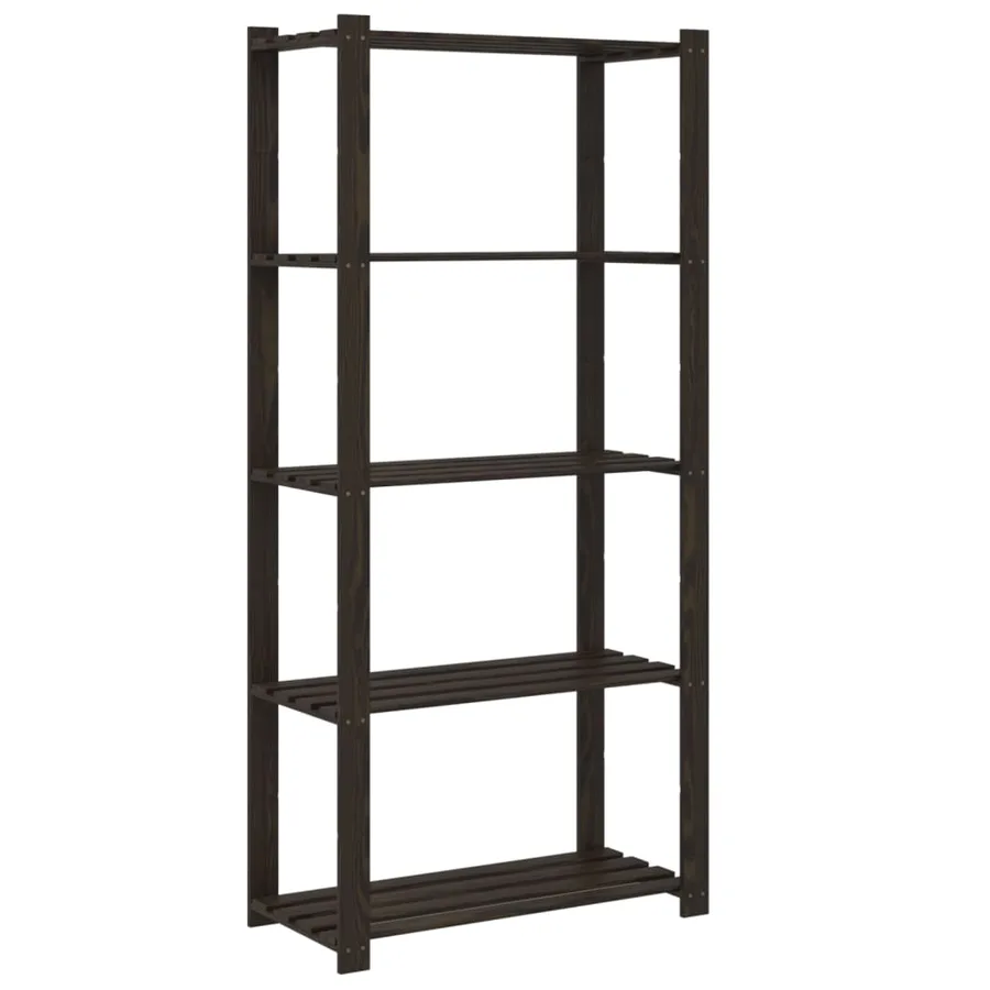 Support de rangement à 5 niveaux noir 80x38x170 cm bois pin - 5