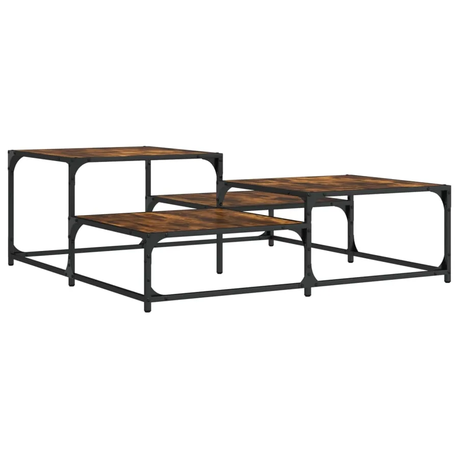 Table basse chêne fumé 107x107x40 cm bois d'ingénierie - 6