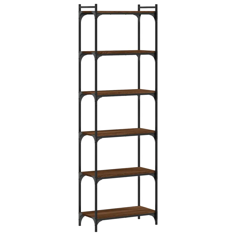 Bibliothèque 6 niveaux chêne marron 60x30x188cm bois ingénierie - 6