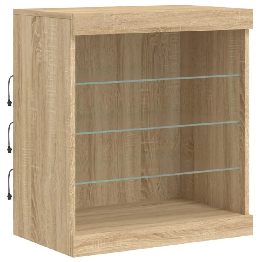 Buffet avec lumières LED chêne sonoma 142,5x37x67 cm - 10