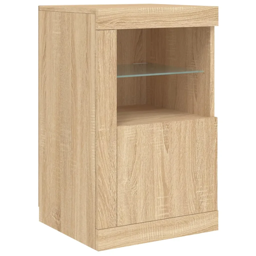 Buffet avec lumières LED chêne sonoma 142,5x37x67 cm - 9