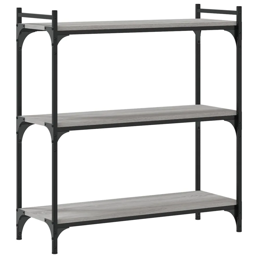 Bibliothèque 3 niveaux sonoma gris 80x30x86cm bois d'ingénierie - 6