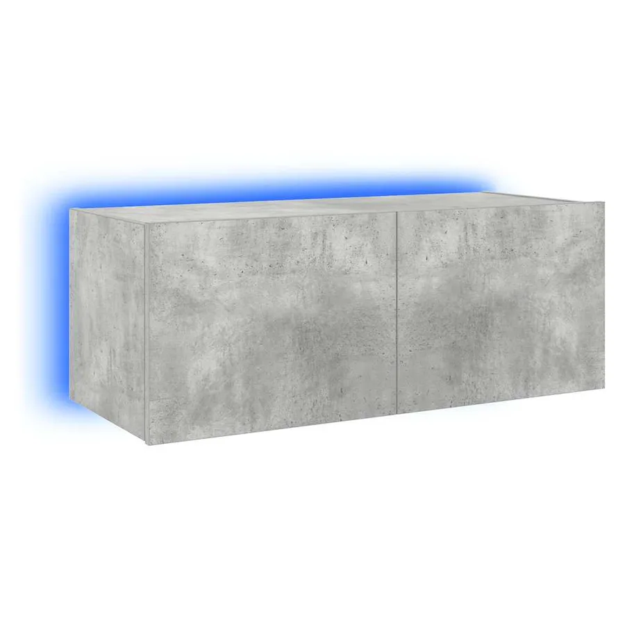 Meuble TV mural avec lumières LED gris béton 80x35x31 cm - 2