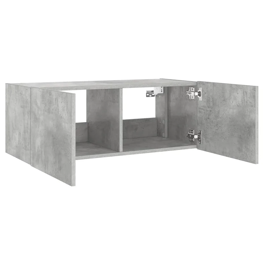Meuble TV mural avec lumières LED gris béton 80x35x31 cm - 8