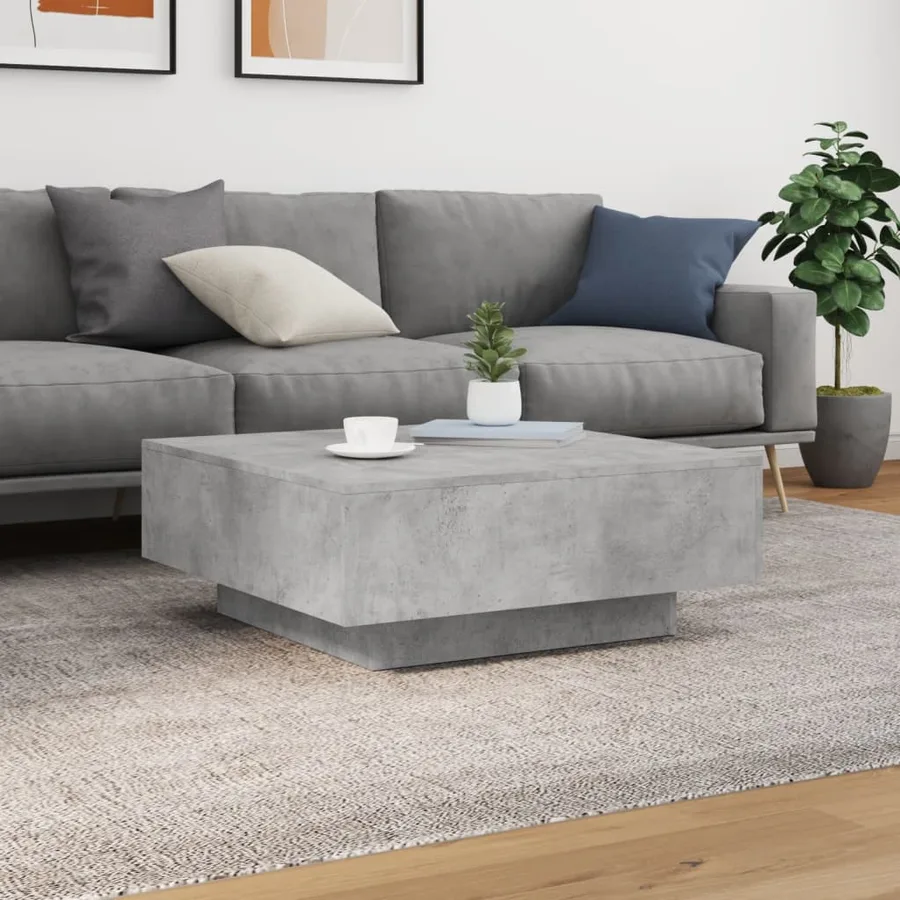 Table basse avec lumières LED gris béton 80x80x31 cm - 5