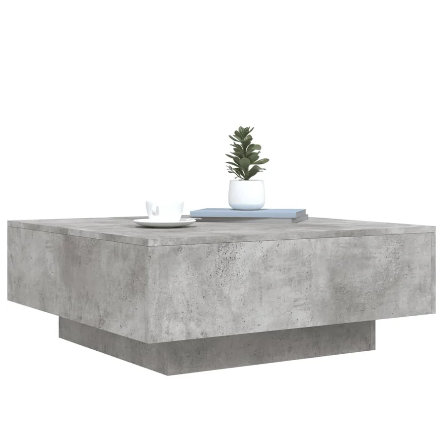Table basse avec lumières LED gris béton 80x80x31 cm - 6