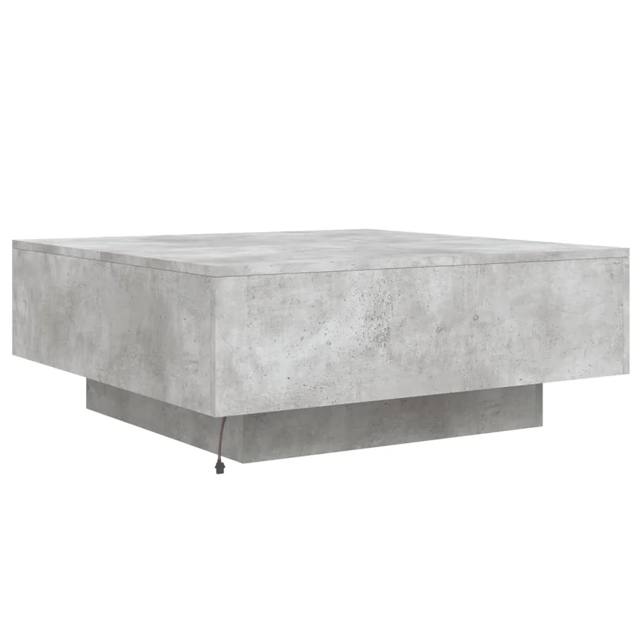 Table basse avec lumières LED gris béton 80x80x31 cm - 9