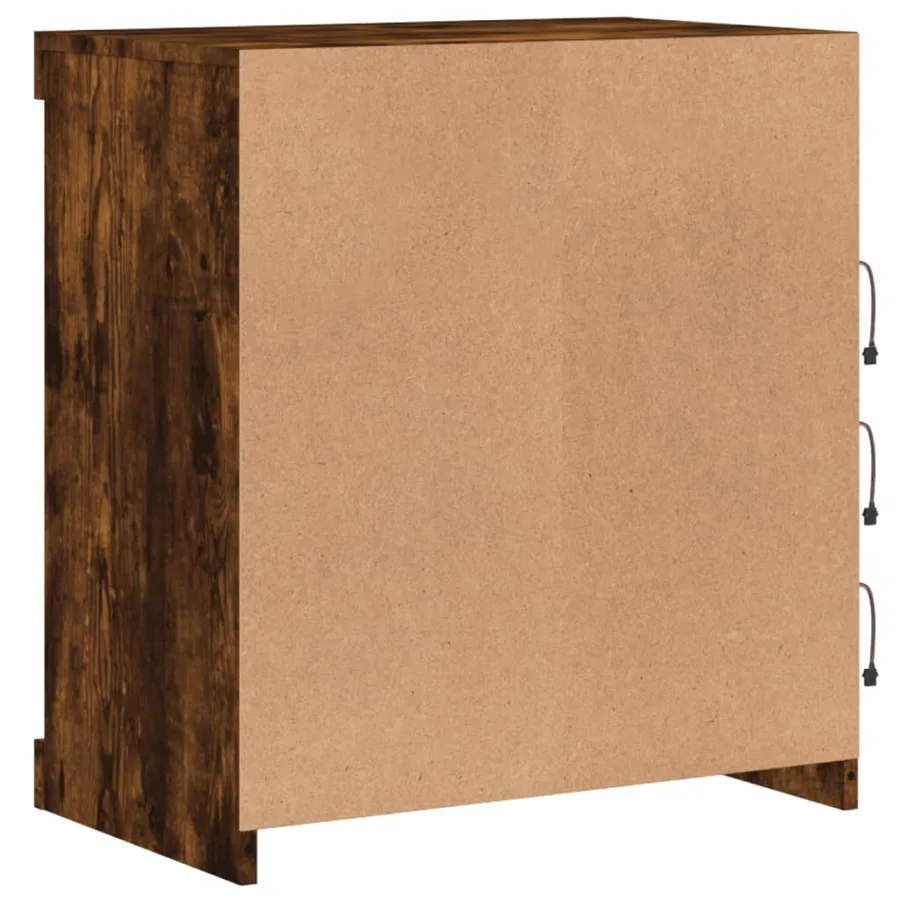Buffet avec lumières LED chêne fumé 60,5x37x67 cm - 8