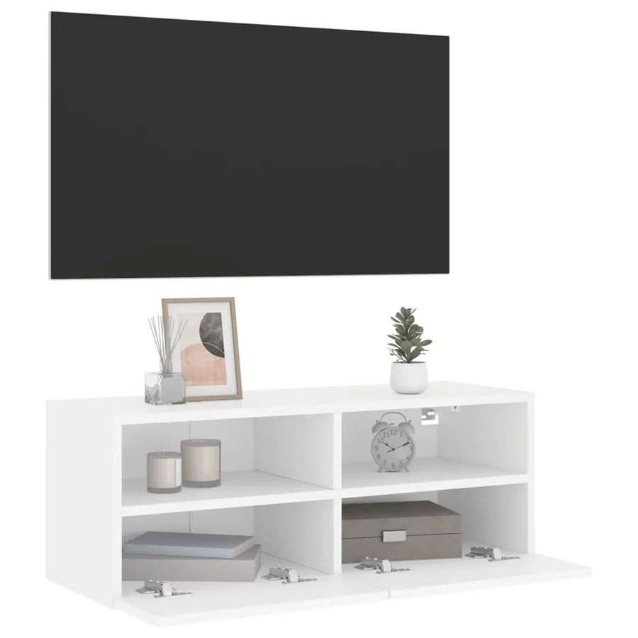 Meuble TV mural blanc 80x30x30 cm bois d'ingénierie - 6
