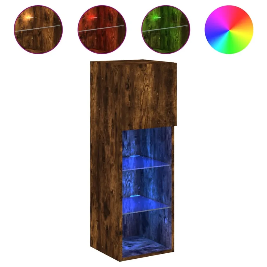 Meubles TV avec lumières LED 2 pcs chêne fumé 30,5x30x90 cm - 6